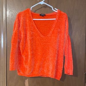 Vibrant orange v neck sweater